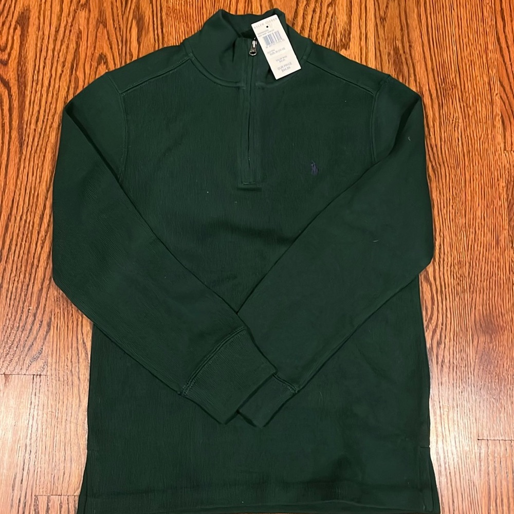 Polo Ralph Lauren boys M 10-12 dark green quarter zip NEW